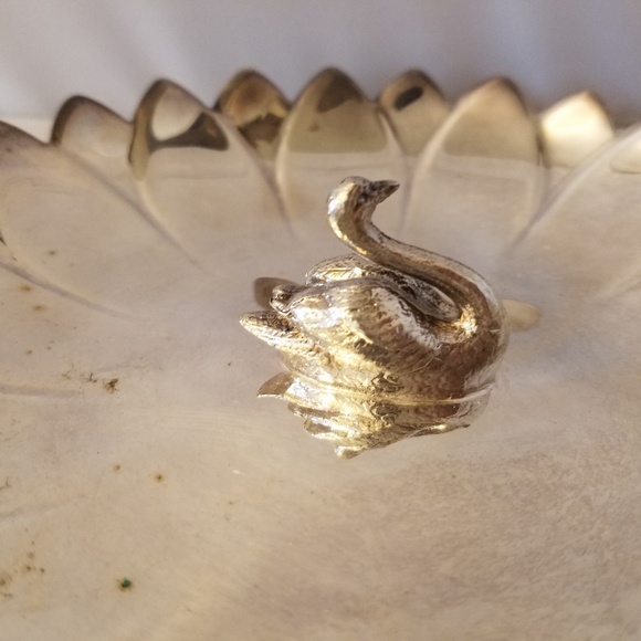 Reed & Barton Vintage Candy Dish Swan Lily Silver - Picture 3 of 8